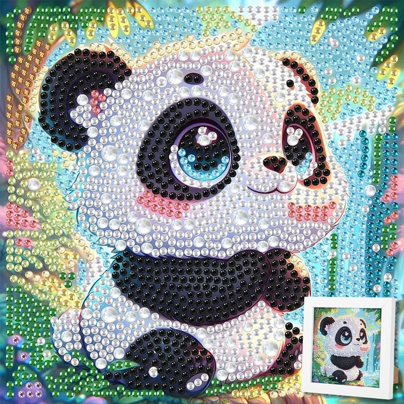 5D Diamond Painting Kleiner Panda im Dschungel mit Strasssteinchen