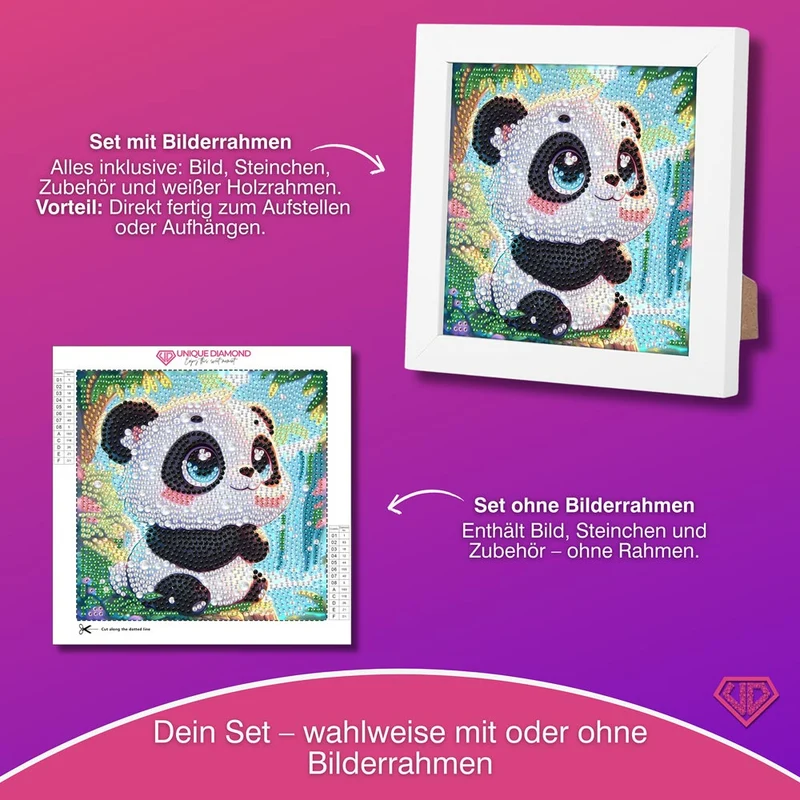 5D Diamond Painting Kleiner Panda im Dschungel mit Strasssteinchen