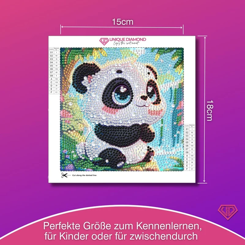 5D Diamond Painting Kleiner Panda im Dschungel mit Strasssteinchen