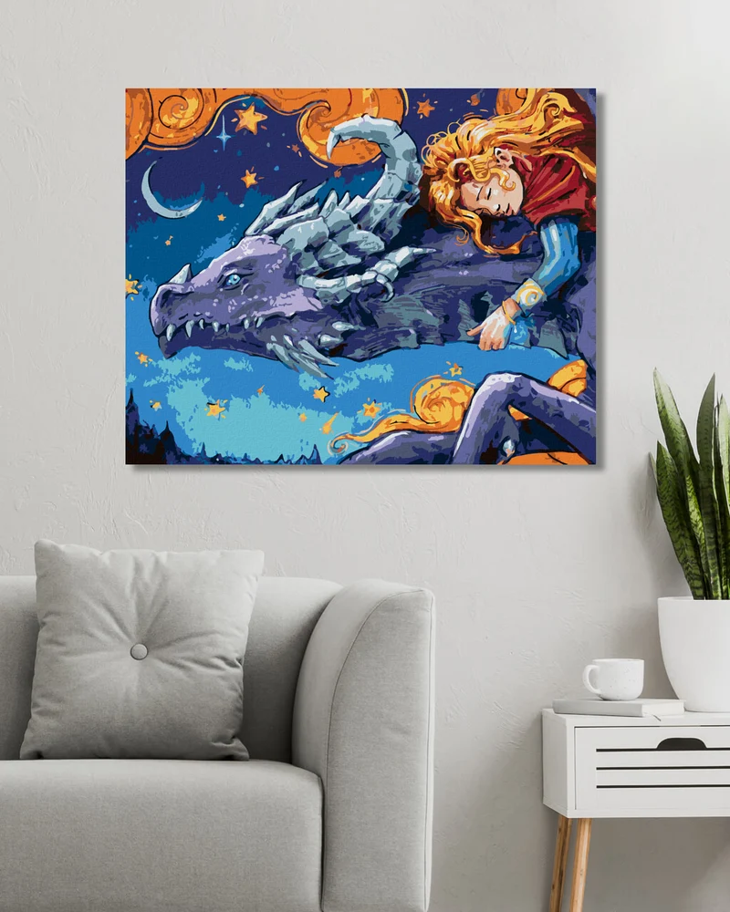 Diamond painting - SCHLAFENDES GOLDLÖCKCHEN AUF EINEM DRACHEN
