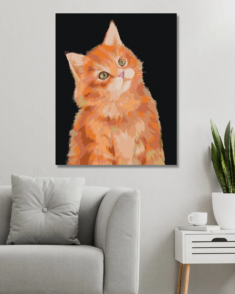 Diamond painting - ROTER KATER AUF DUNKLEM HINTERGRUND (MYROSLAVA VOLOSCHUK)