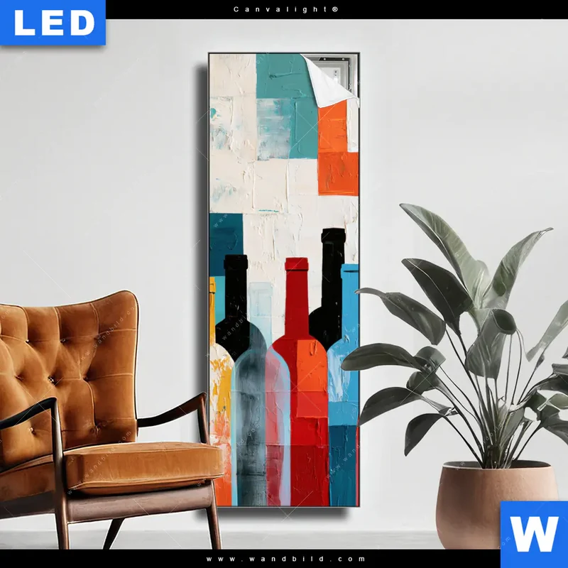 Canvalight® Leuchtbild | Bunte Weinvielfalt | Schmal
