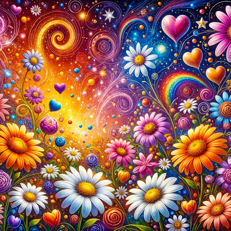 5D Diamond Painting – Blütenherzen im Farbenwirbel