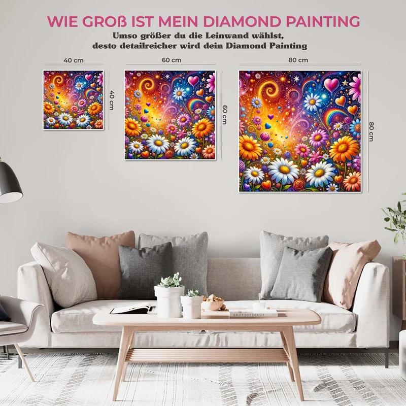 5D Diamond Painting – Blütenherzen im Farbenwirbel