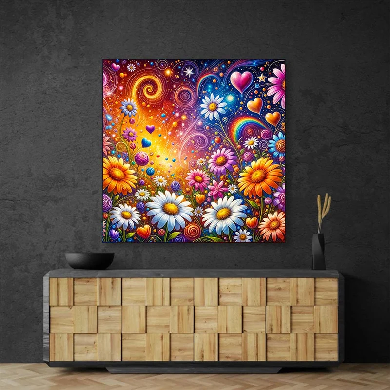 5D Diamond Painting – Blütenherzen im Farbenwirbel
