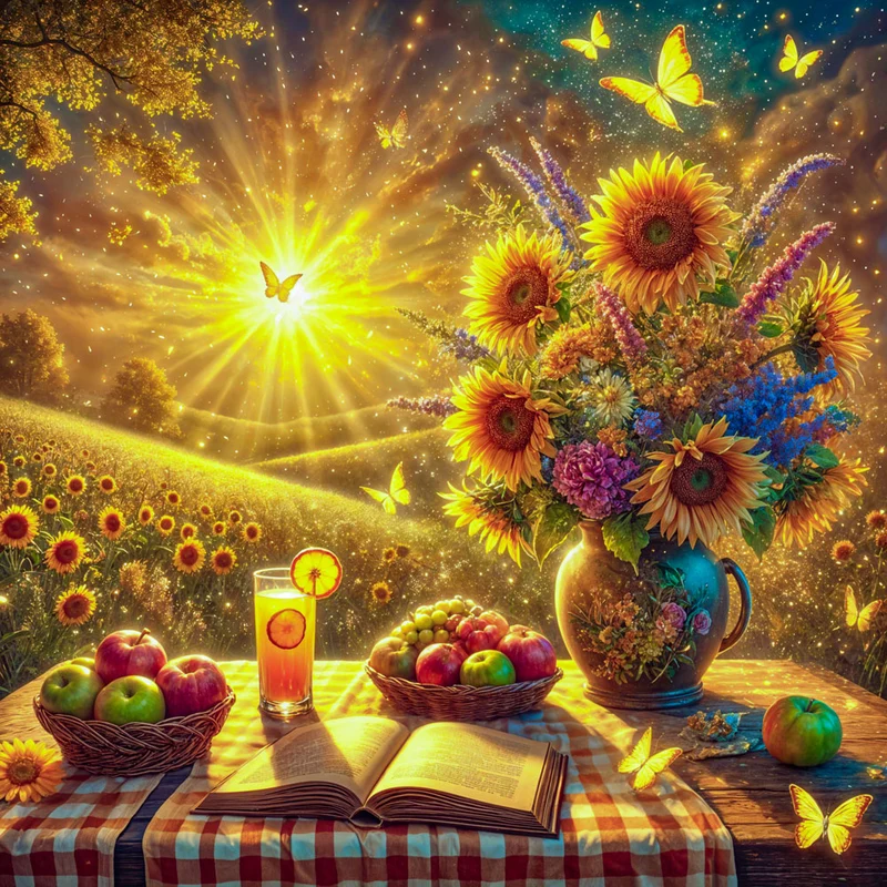 5D Diamond Painting – Sonnenzauber im Blütenmeer