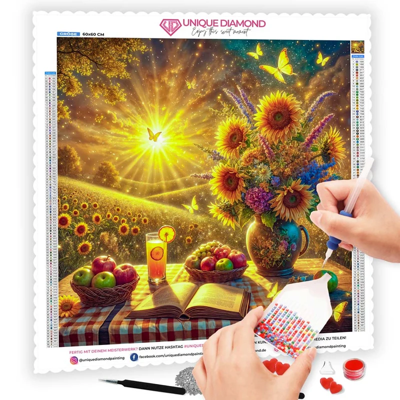 5D Diamond Painting – Sonnenzauber im Blütenmeer