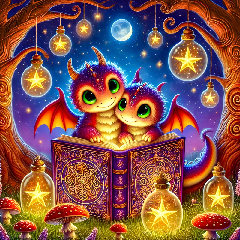 5D Diamond Painting – Drachenmärchen im Sternenwald