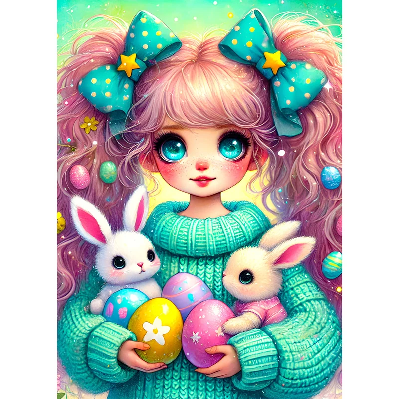 5D Diamond Painting – Osterzauber mit Mia und den Hasen