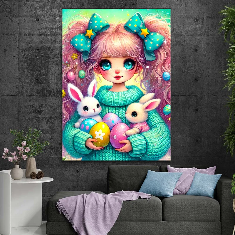 5D Diamond Painting – Osterzauber mit Mia und den Hasen