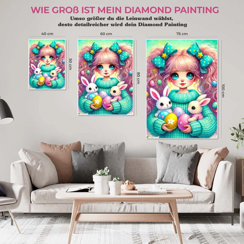 5D Diamond Painting – Osterzauber mit Mia und den Hasen