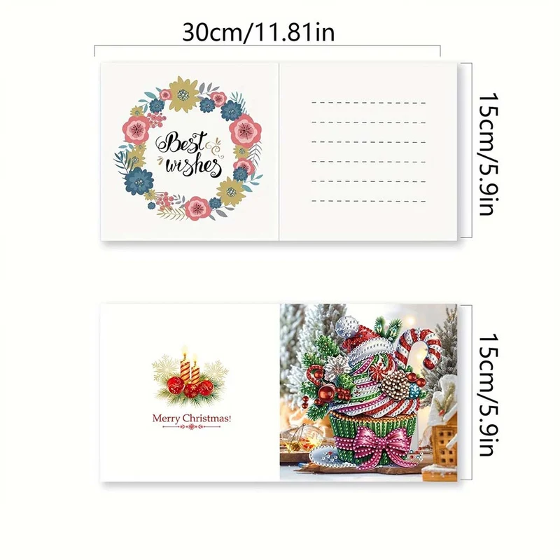 5D Diamond Painting Grußkarten – Weihnachtliche Cupcake 6 Stück