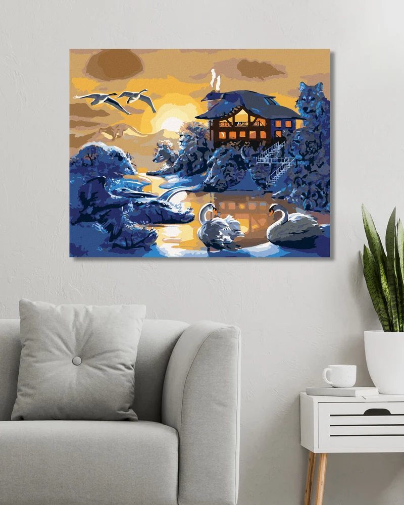 Diamond painting - TIERE AM HAUS UND SONNENUNTERGANG (D. RUSTY RUST)