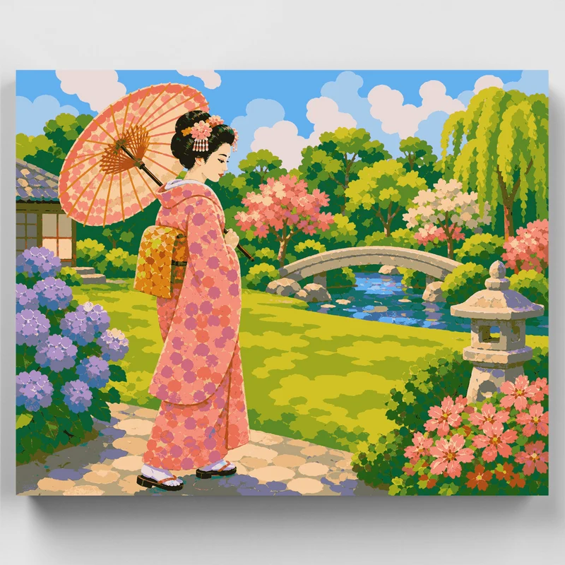 Coral Kimono Stroll - Paint by Numbers Kit