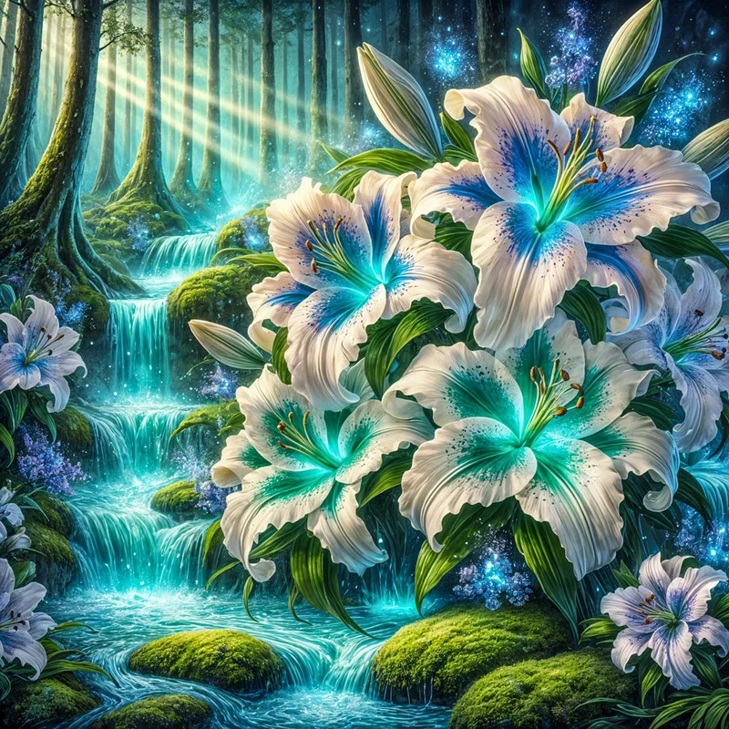 5D Diamond Painting – Lilienquelle der Träume
