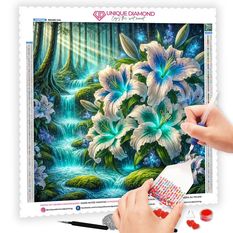 5D Diamond Painting – Lilienquelle der Träume