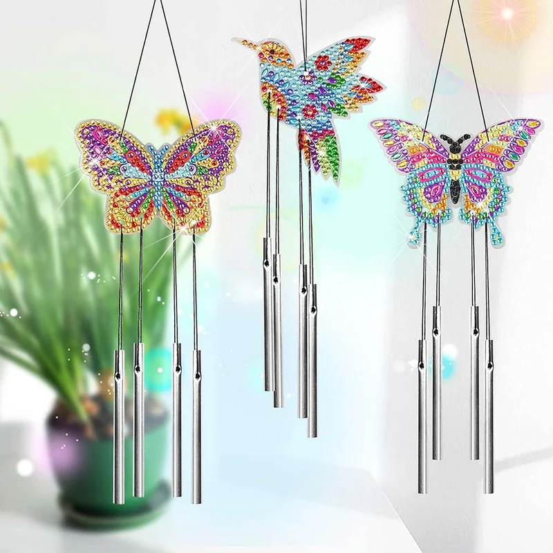 5D Diamond Painting Windspiele – Naturzauber mit Schmetterlingen und Kolibris
