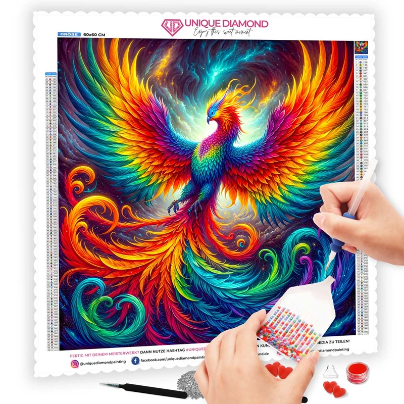 5D Diamond Painting – Phönix Ignis in Flammenfarben