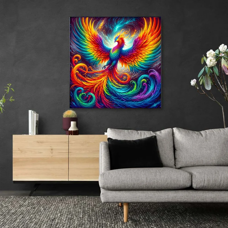 5D Diamond Painting – Phönix Ignis in Flammenfarben