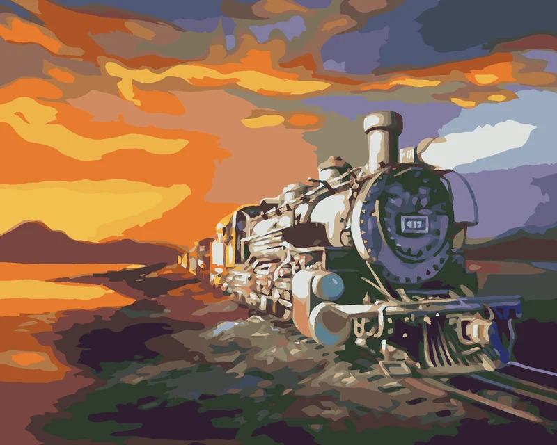 Diamond painting - ZUG IN DER ABENDDÄMMERUNG (D. RUSTY RUST)