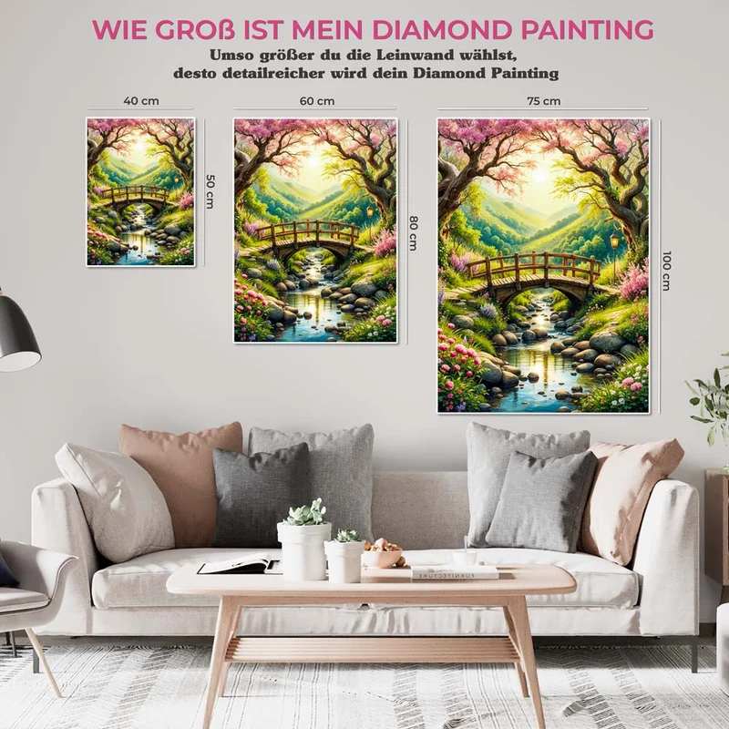 5D Diamond Painting – Zauberbrücke im Blütental