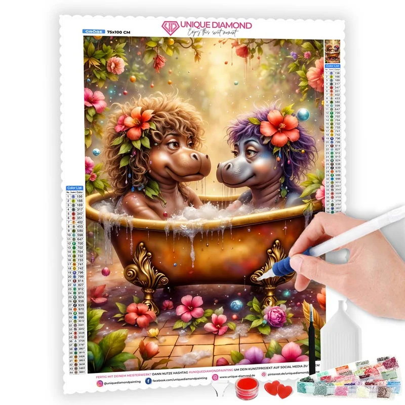 5D Diamond Painting – Hippo Spa Deluxe