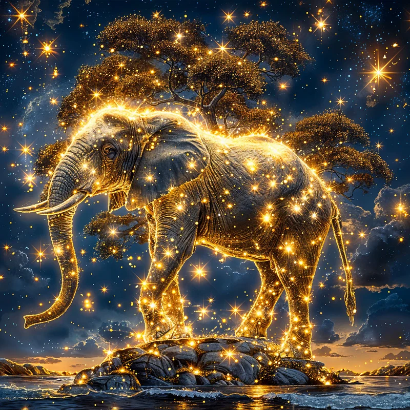 5D Diamond Painting – Lunar Guardian Elefant