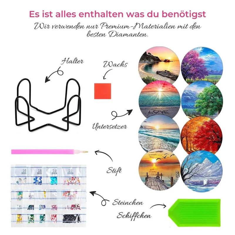 5D Diamond Painting Untersetzer – Magie der Natur