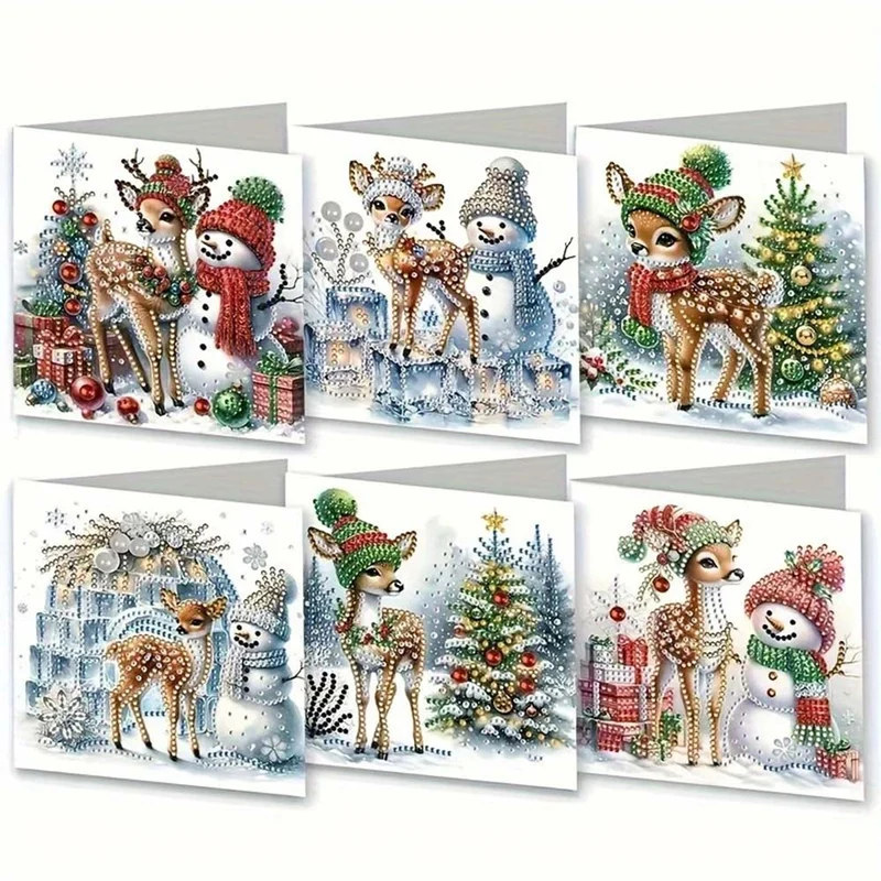 5D Diamond Painting Grußkarten – Winterfreunde 6 Stück
