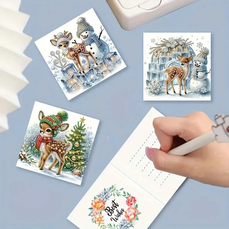 5D Diamond Painting Grußkarten – Winterfreunde 6 Stück