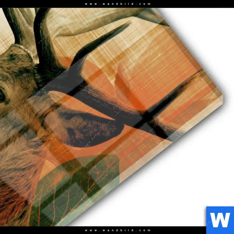 Acrylglasbild | Hirsch - Waldkönig in Herbstfarben | Hochformat