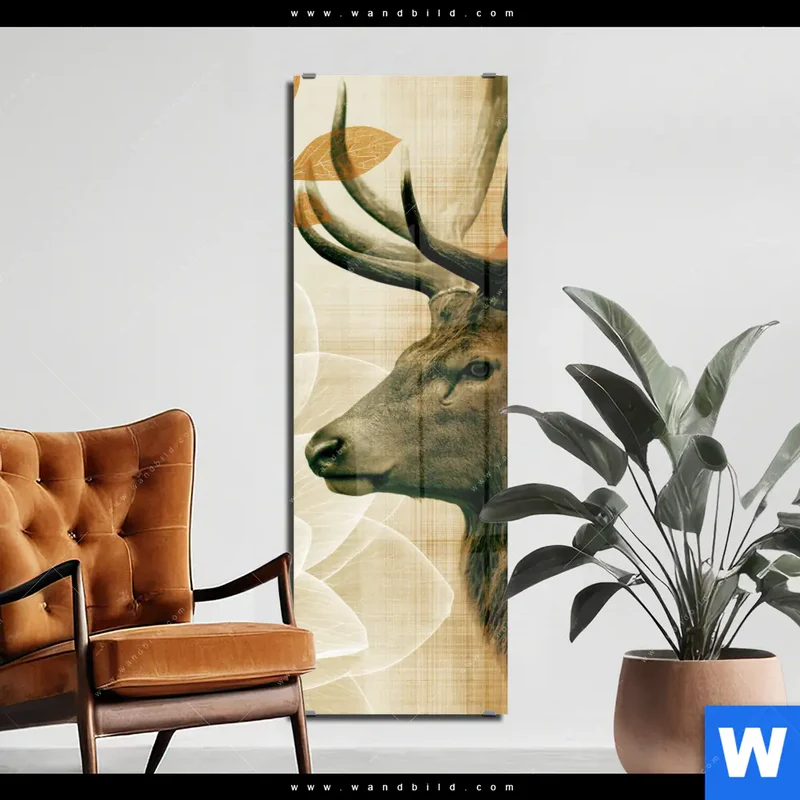 Acrylglasbild | Hirsch - Waldkönig in Herbstfarben | Schmal