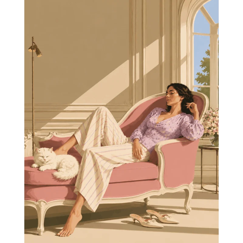 Ruhe auf rosa Chaiselongue