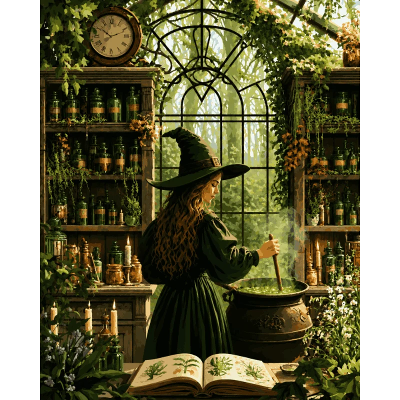 Hexe braut Zaubertrank