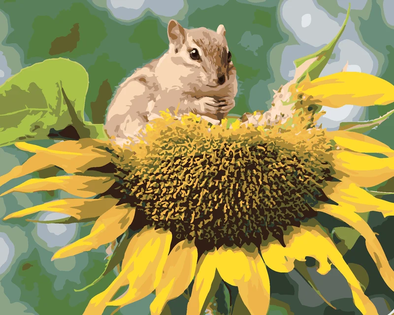 Diamond painting - EICHHÖRNCHEN BEI DER SONNENBLUME