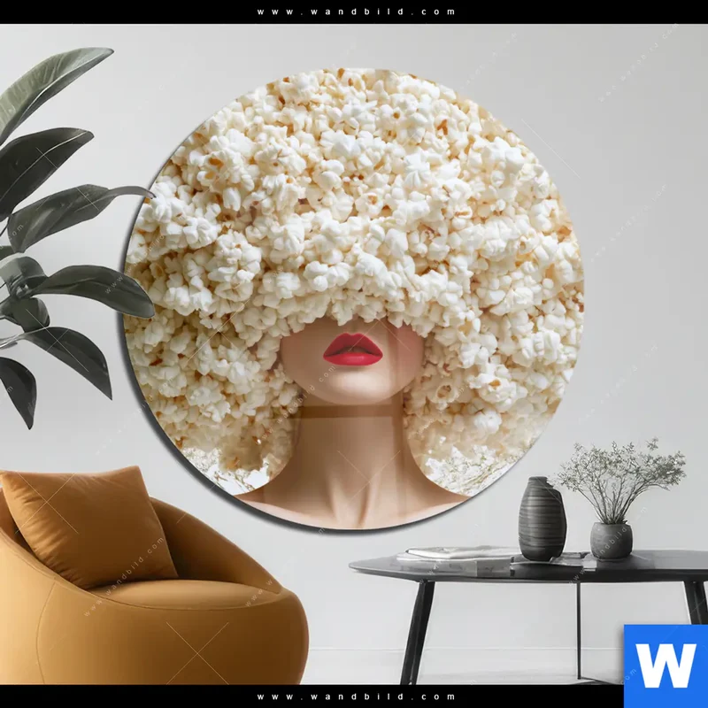 Acrylglasbild | Crazy Popcorn Hair | Rund