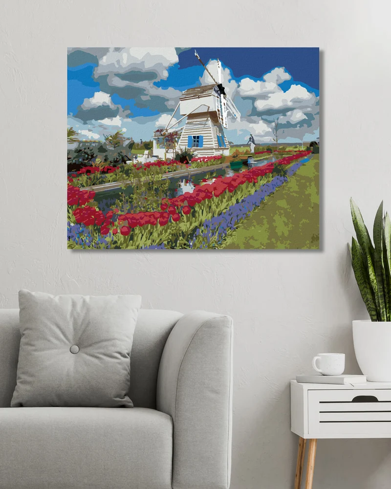 Diamond painting - WINDMÜHLE UND TULPEN (DENNIS FRATES)