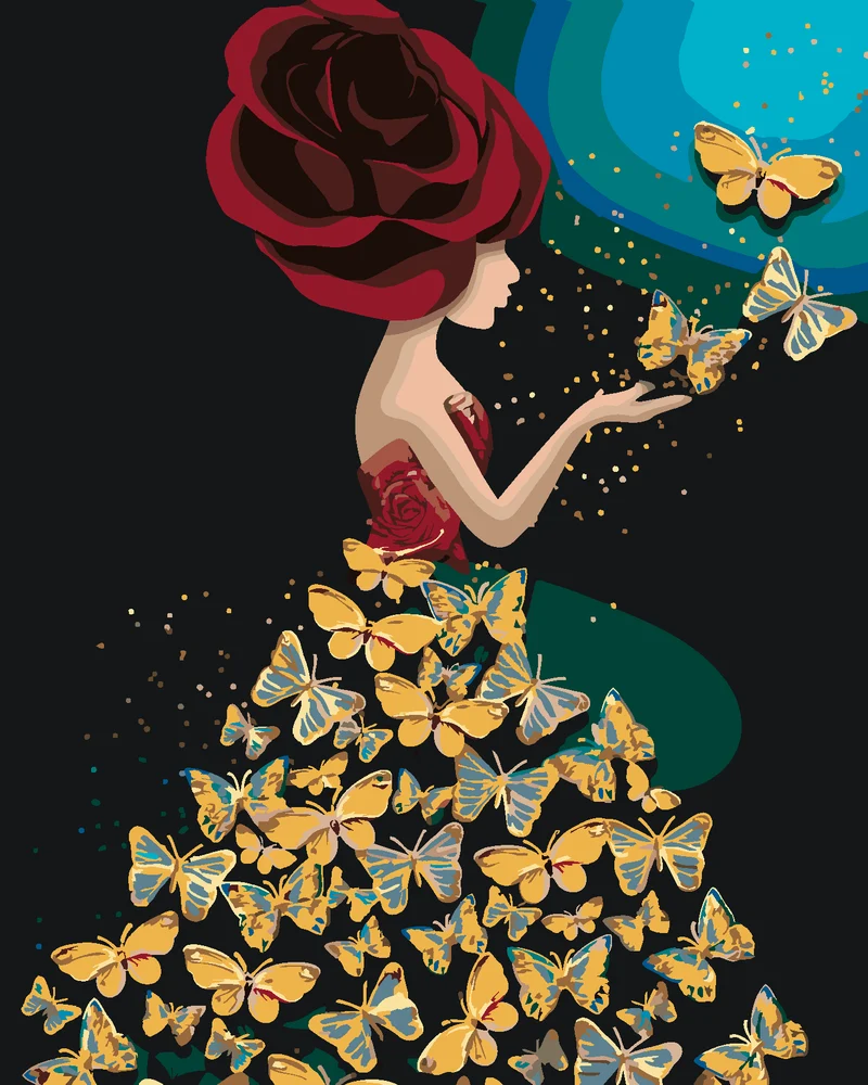 Diamond painting - FRAU UND SCHMETTERLINGSKLEID