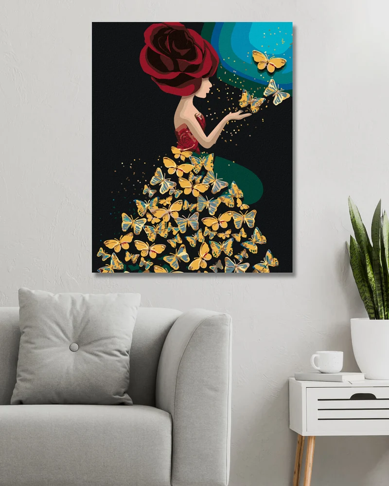 Diamond painting - FRAU UND SCHMETTERLINGSKLEID