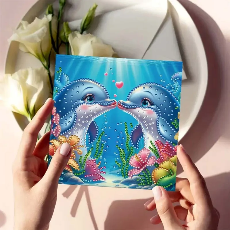 5D Diamond Painting Grußkarten – Delfinliebe