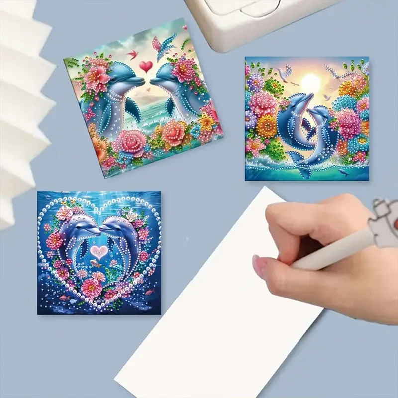 5D Diamond Painting Grußkarten – Delfinliebe