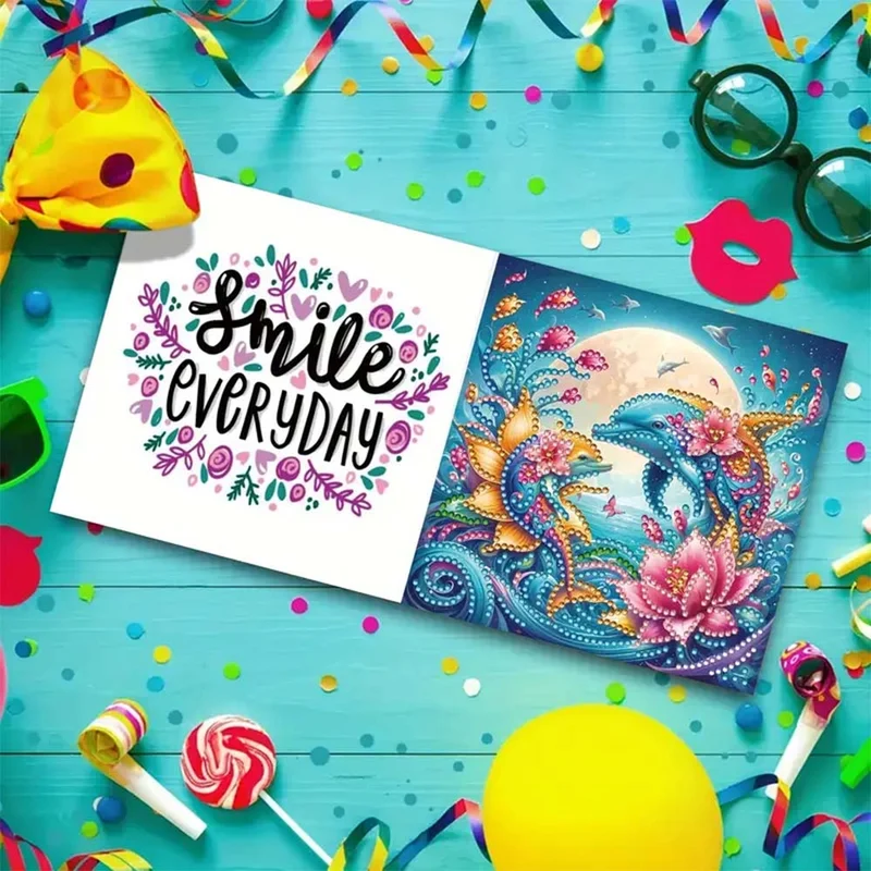 5D Diamond Painting Grußkarten – Delfinliebe