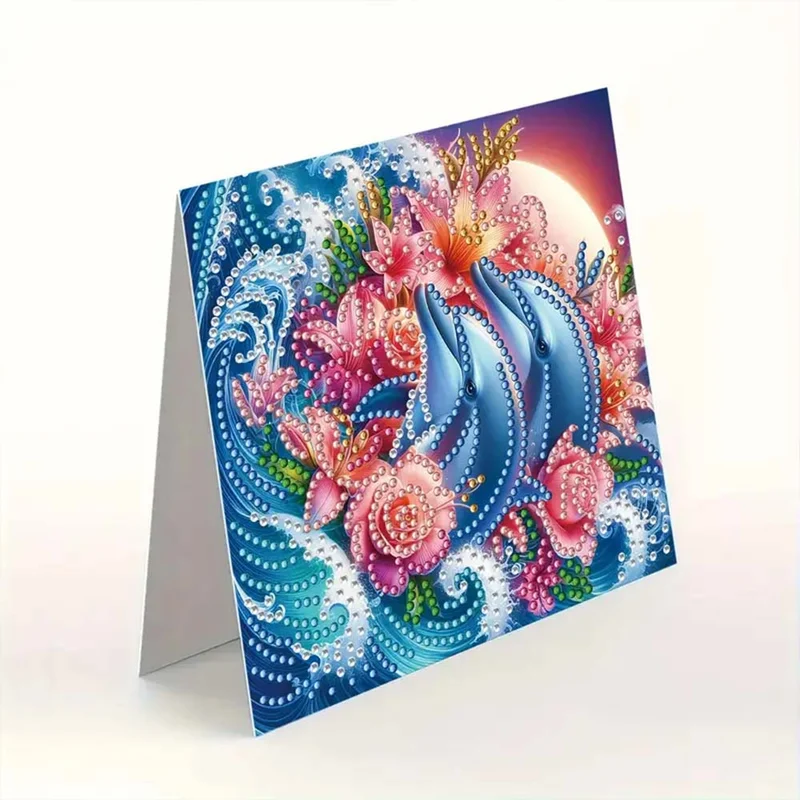 5D Diamond Painting Grußkarten – Delfinliebe