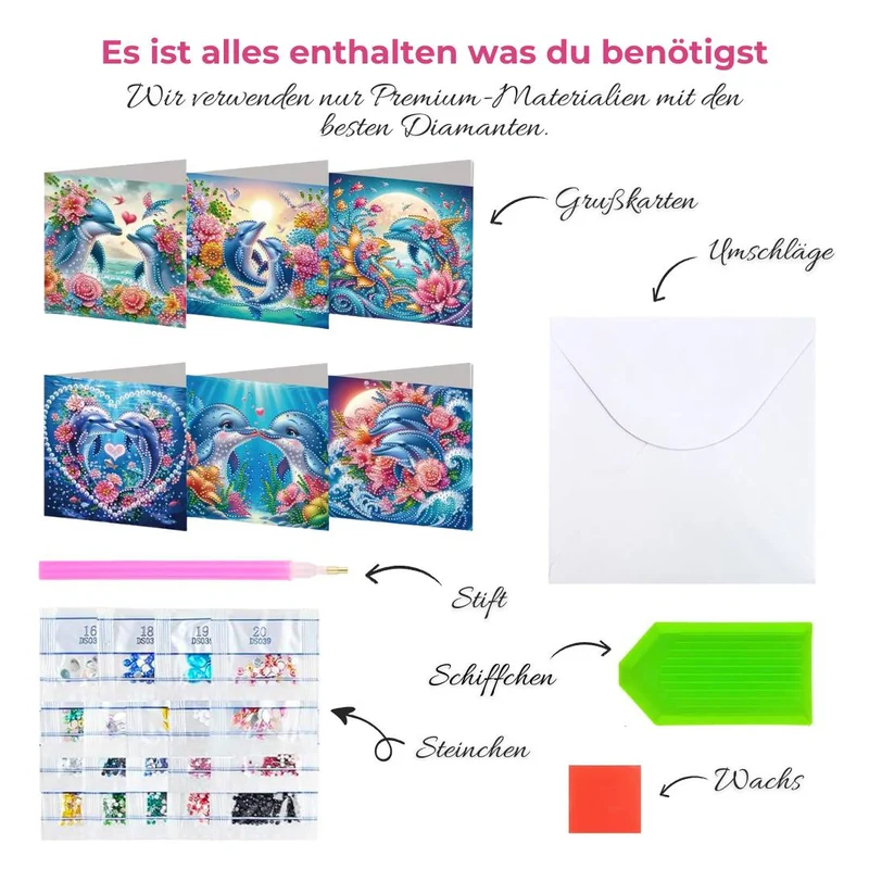 5D Diamond Painting Grußkarten – Delfinliebe