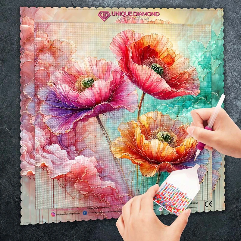 5D Diamond Painting – Seidenmohn im Farbnebel