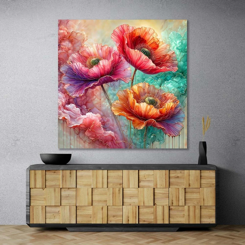 5D Diamond Painting – Seidenmohn im Farbnebel