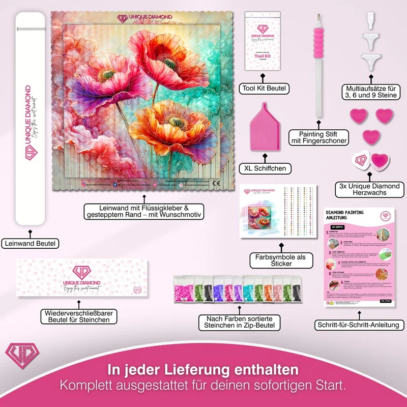 5D Diamond Painting – Seidenmohn im Farbnebel