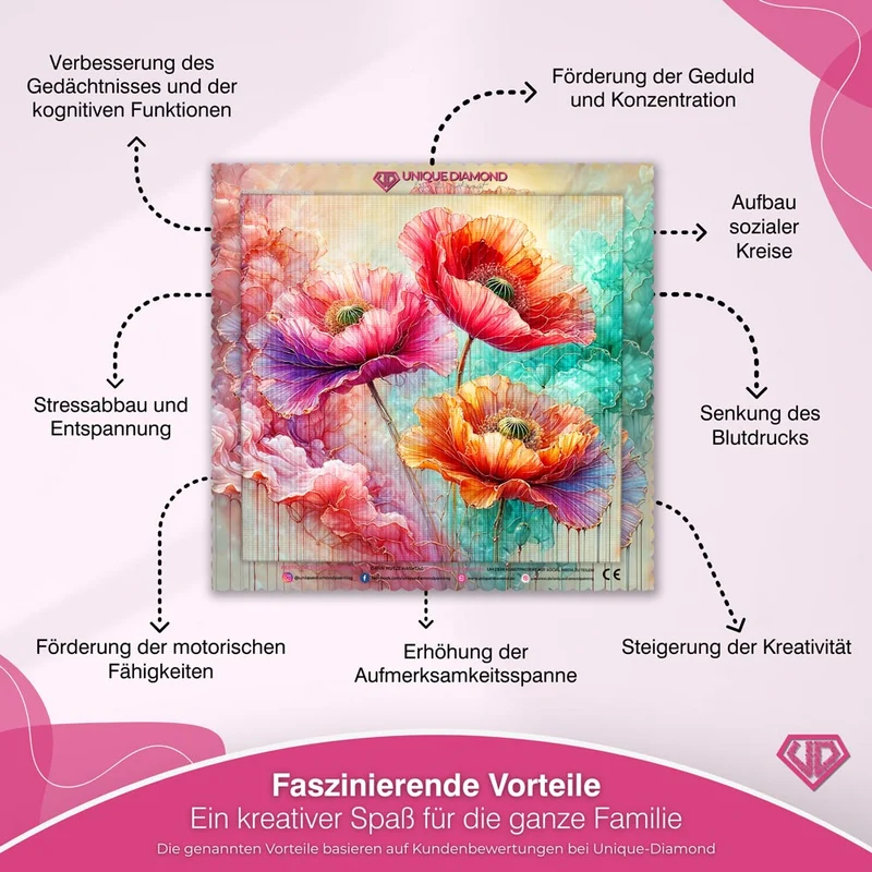 5D Diamond Painting – Seidenmohn im Farbnebel