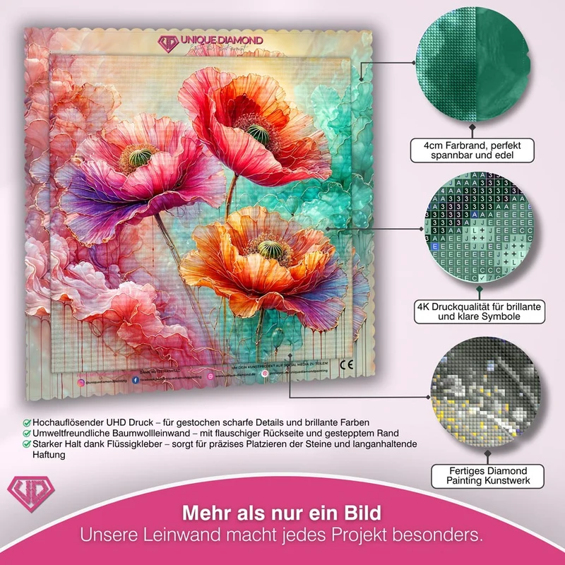 5D Diamond Painting – Seidenmohn im Farbnebel