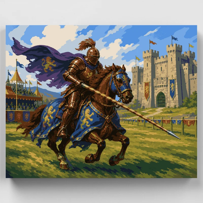 Crimson Knight's Charge - Paint by Numbers Kit